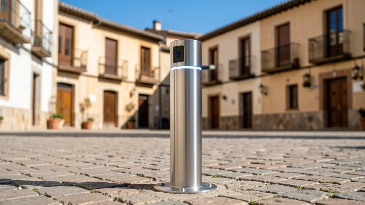 Bolardo automático inteligente instalado en la calle Guadarrama de Galapagar.