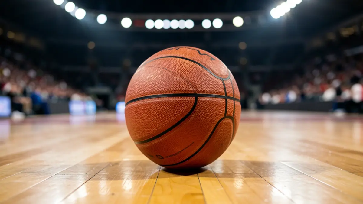 Generic image of a basketball on a sports court.
