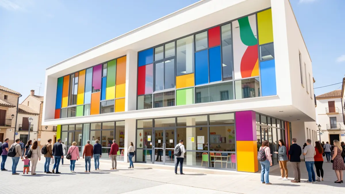Facade of a new children's school in Getafe.