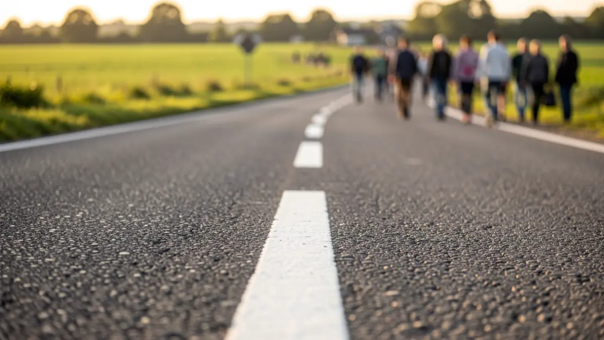 Generic image of a rural road with traffic markings.