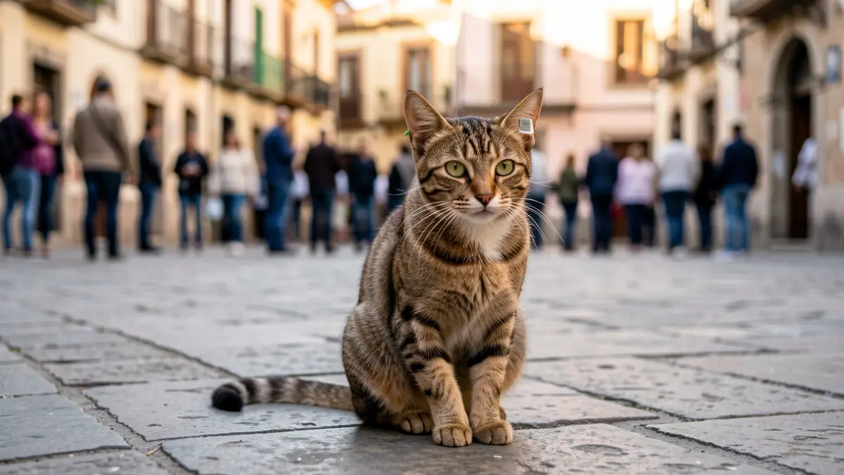 Gato callejero esterilizado con microchip en Getafe.