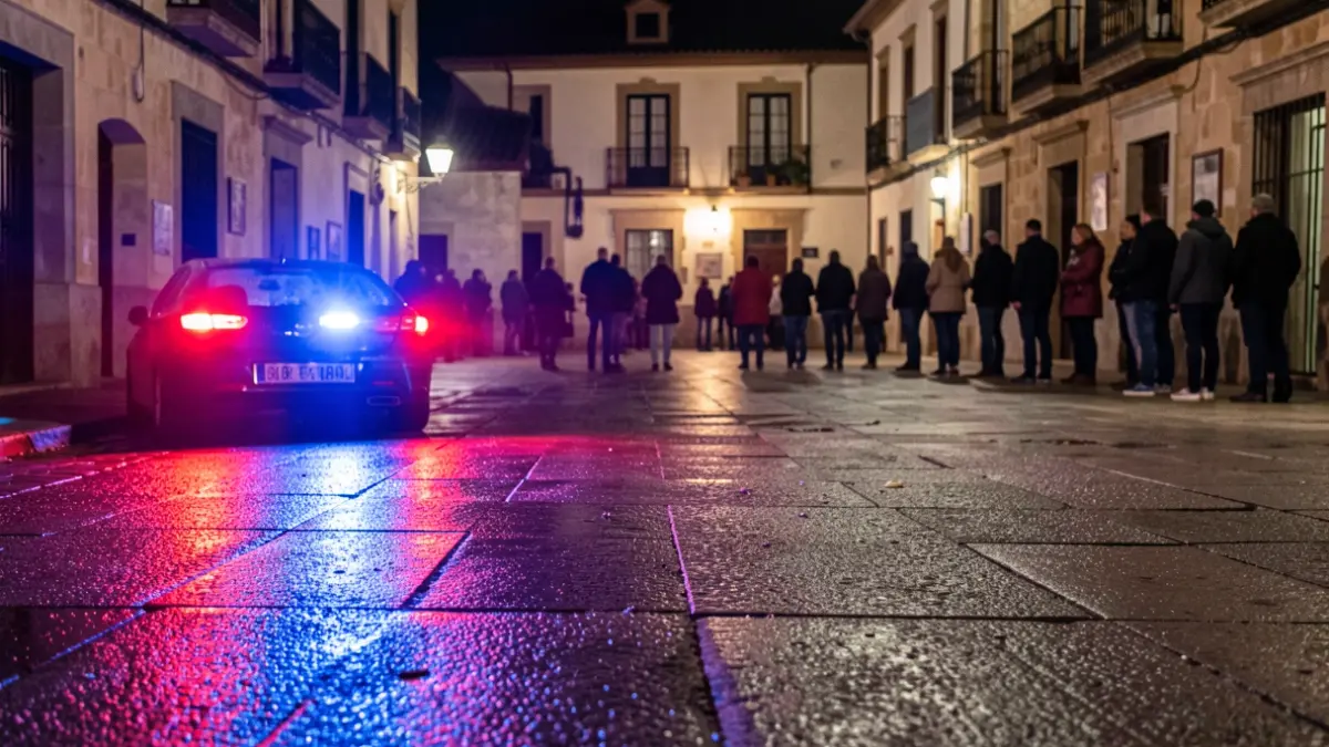 Generic image of police emergency lights reflecting on wet asphalt at night.