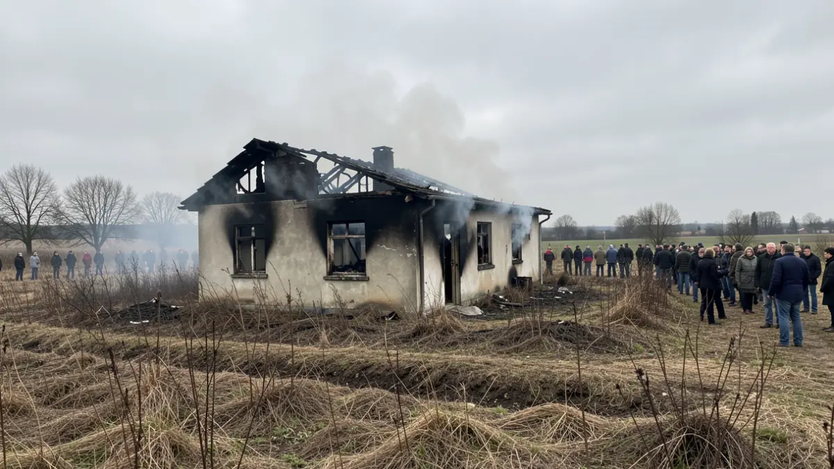 Image of a single-family home completely burned by a fire in Navalcarnero.
