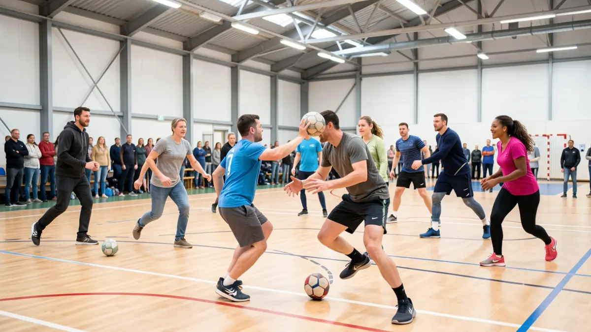 Imagen genérica de una jornada deportiva de tchoukball en un pabellón.
