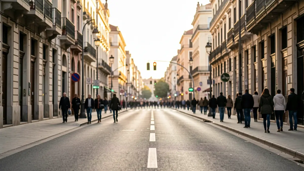 Imagen genérica de una calle de Madrid con tráfico fluido.