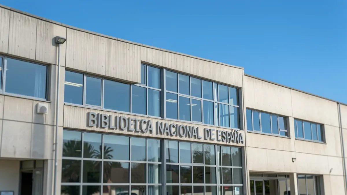 Facade of a new branch of the National Library of Spain in Tres Cantos.