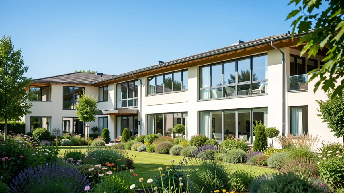 Imagen genérica de una residencia de mayores moderna con jardines.