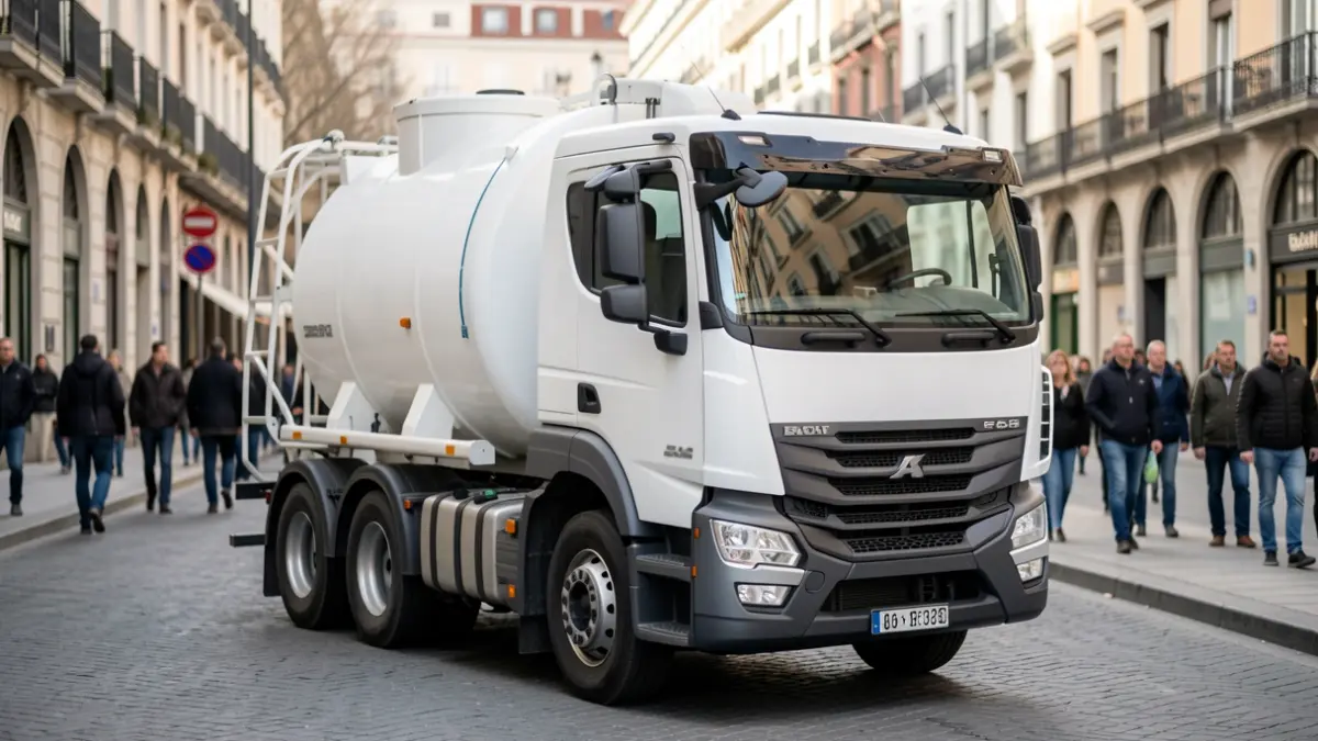 Generic image of a water tanker truck in an urban setting.