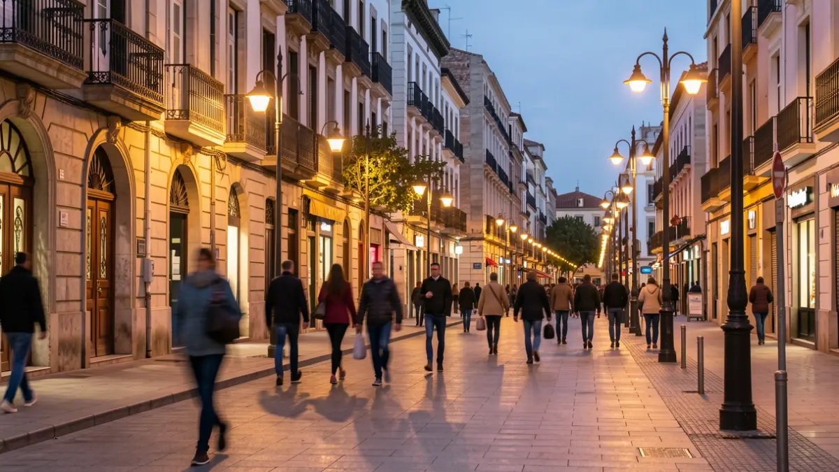 Generic image of a street in Alcalá de Henares at dusk.