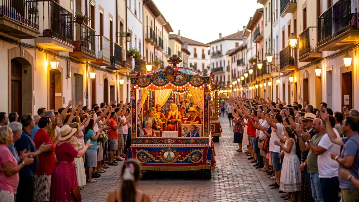 Imagen genérica de un desfile de carrozas durante unas fiestas patronales en España.