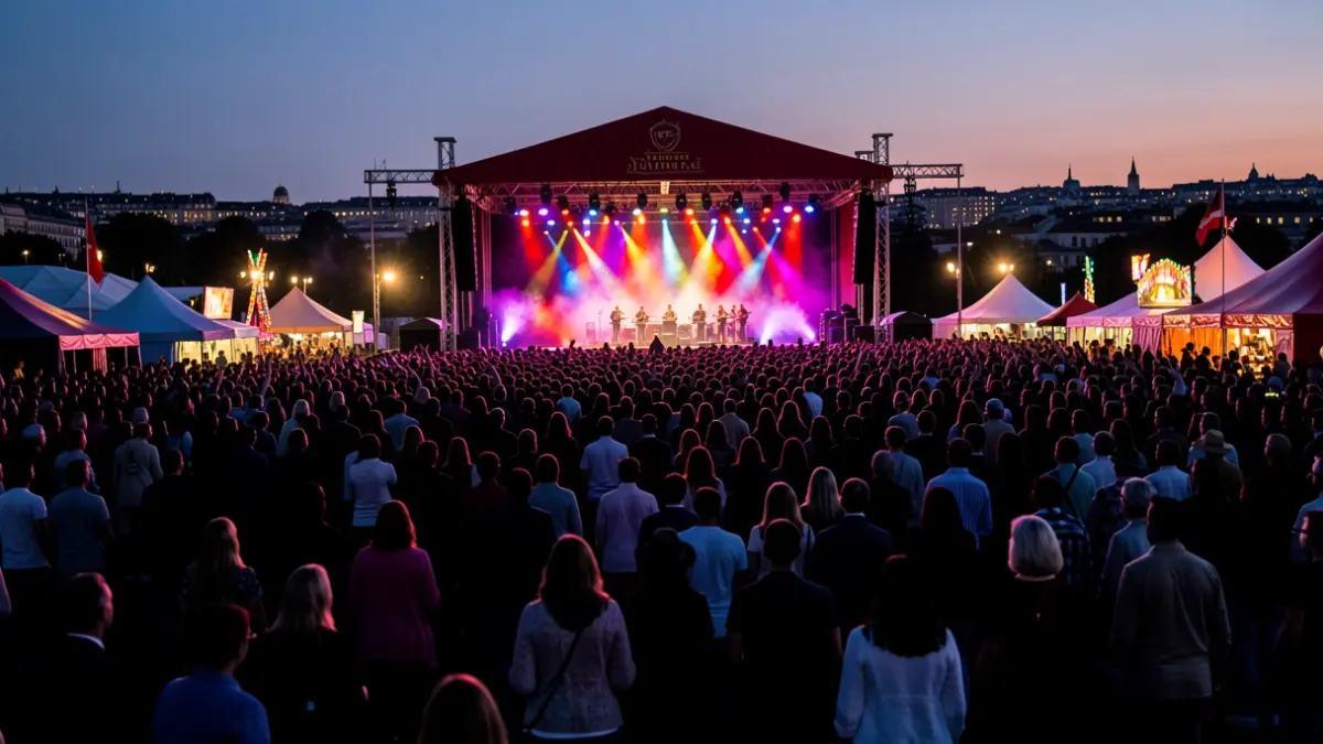 Generic image of an outdoor festival with a crowd and stage.