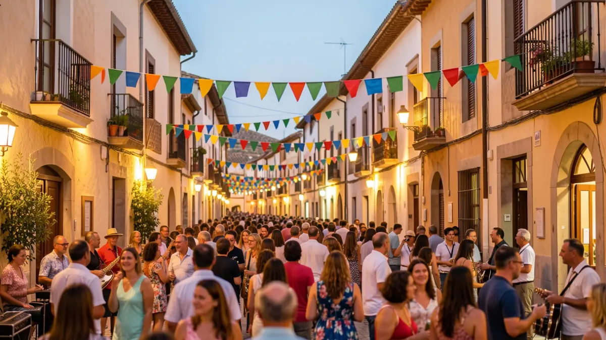 Imagen genérica de una fiesta popular en un barrio español con ambiente festivo.