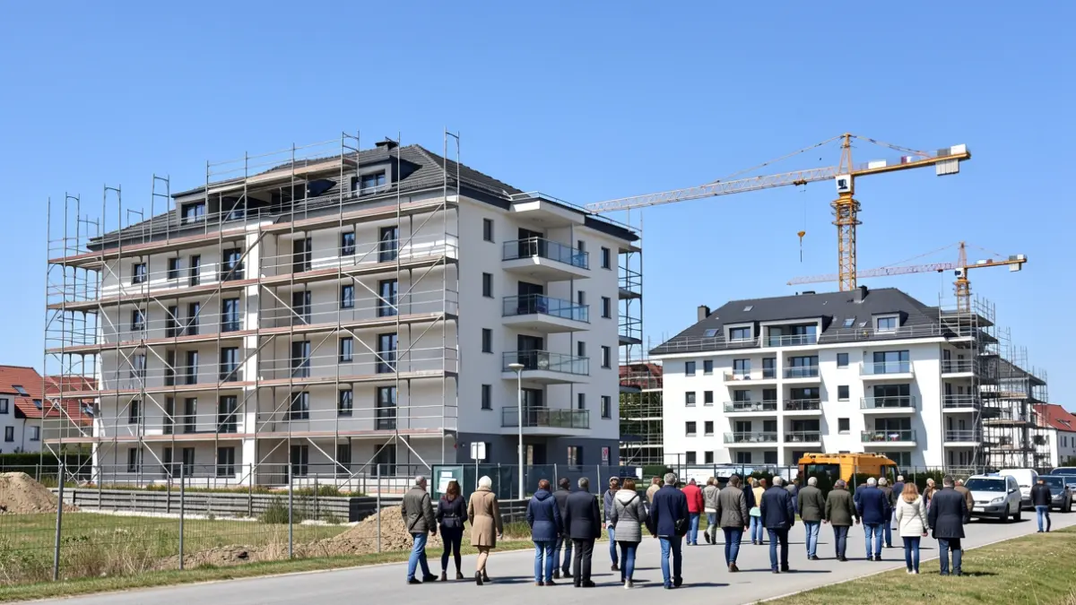 Generic image of residential buildings under construction in an urban area.