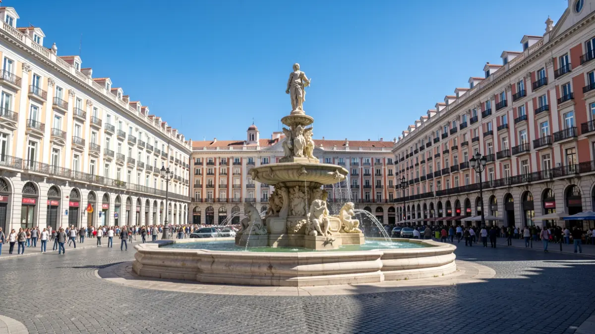 General view of the Plaza de Cibeles in Madrid during a day of public events.