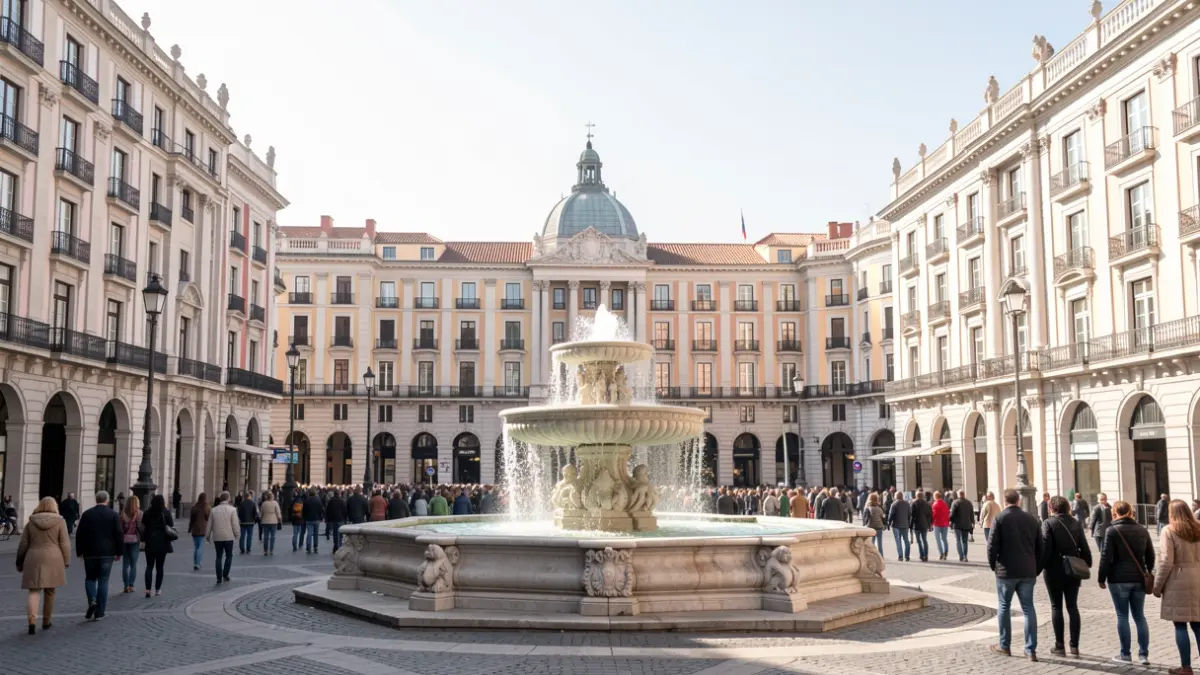 General view of Plaza de Cibeles in Madrid during a day of public events.