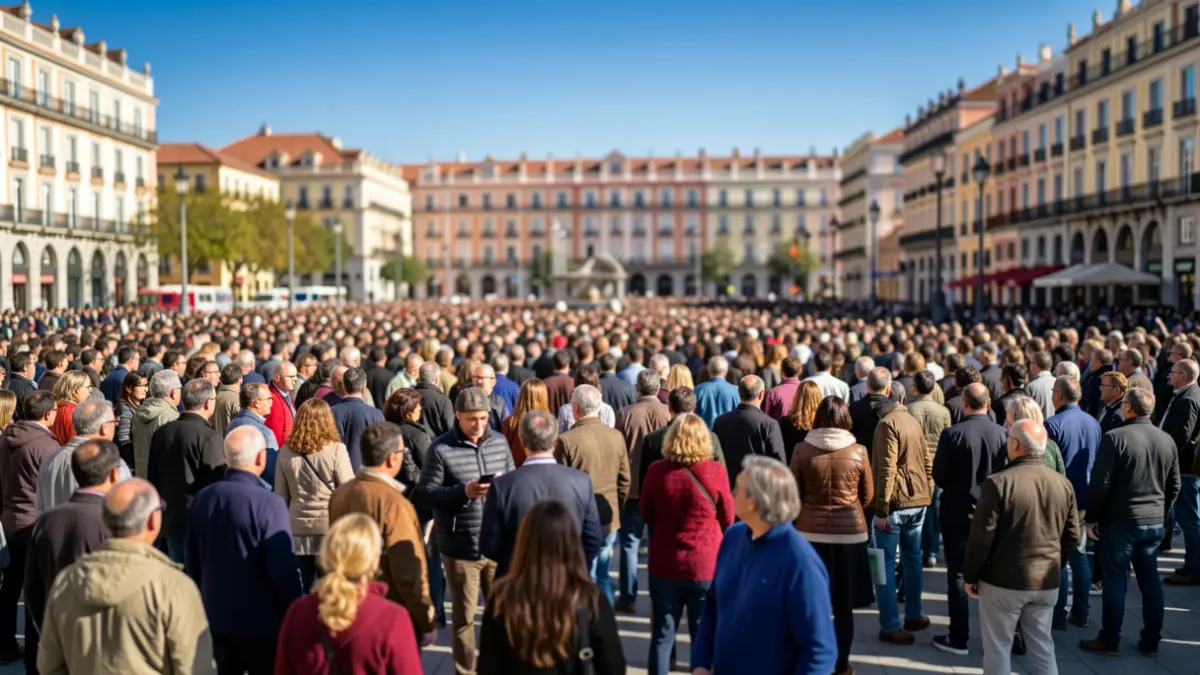 Imagen genérica de una gran multitud reunida en una plaza pública de Madrid.
