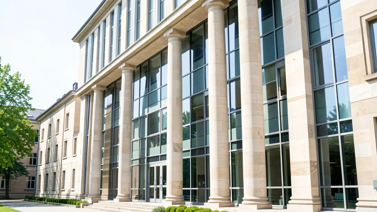 Imagen genérica de un edificio universitario moderno con arquitectura académica.