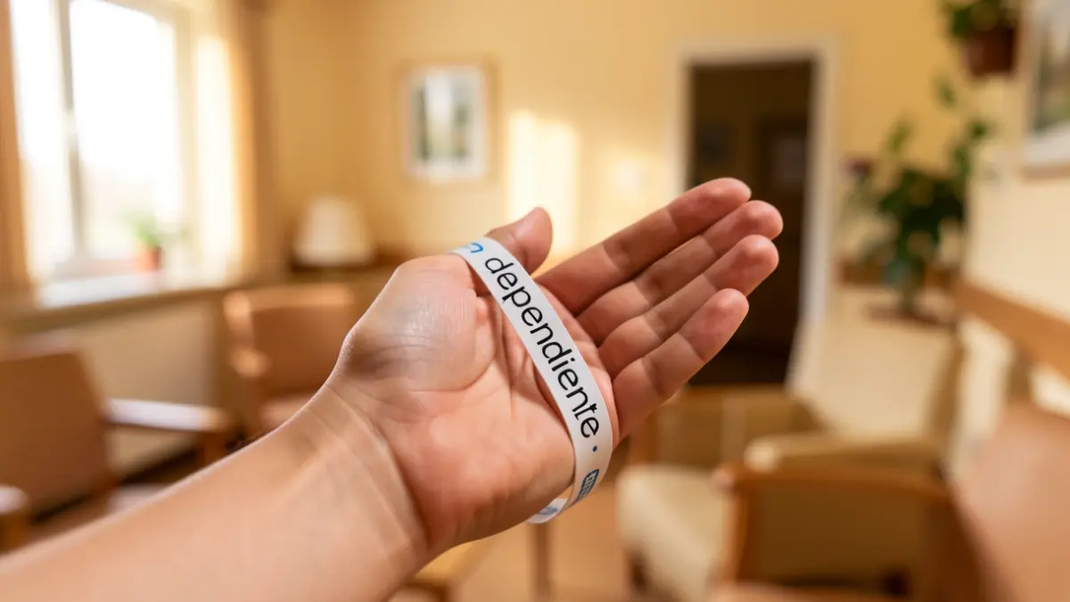 Pulsera de identificación para personas dependientes en primer plano.