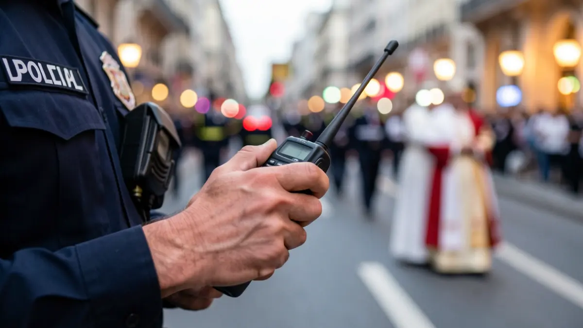 Generic image of a Madrid municipal police officer during the papal visit.