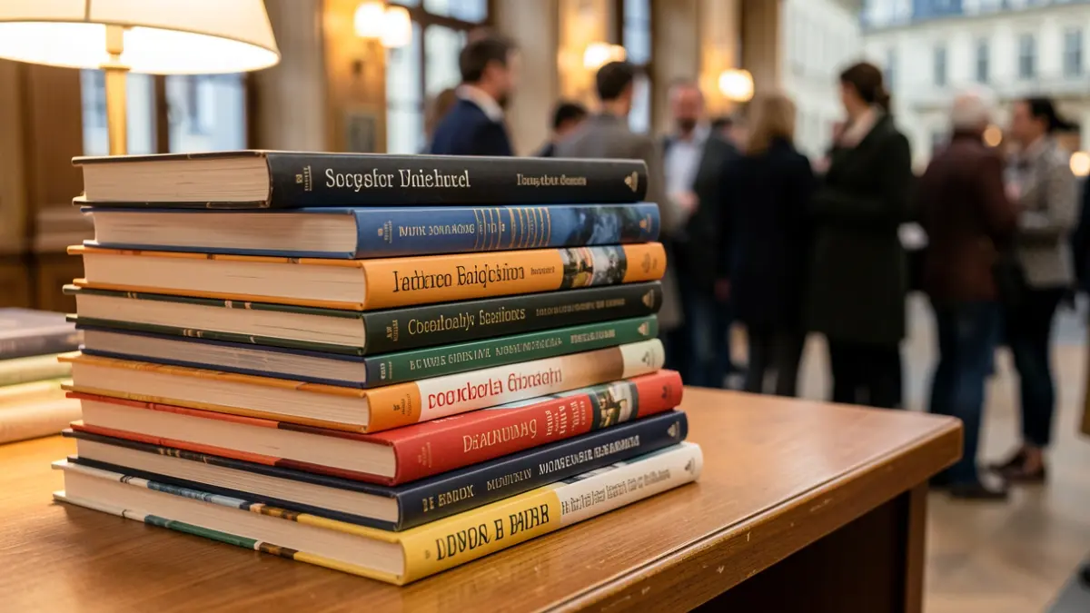 Generic image of textbooks on a desk.