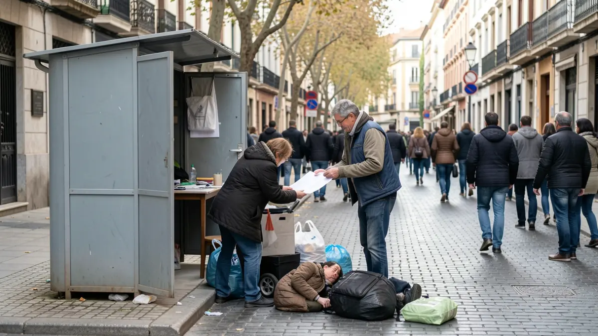 Imagen genérica de la Cañada Real en Madrid, mostrando un entorno de asentamiento y asistencia social.