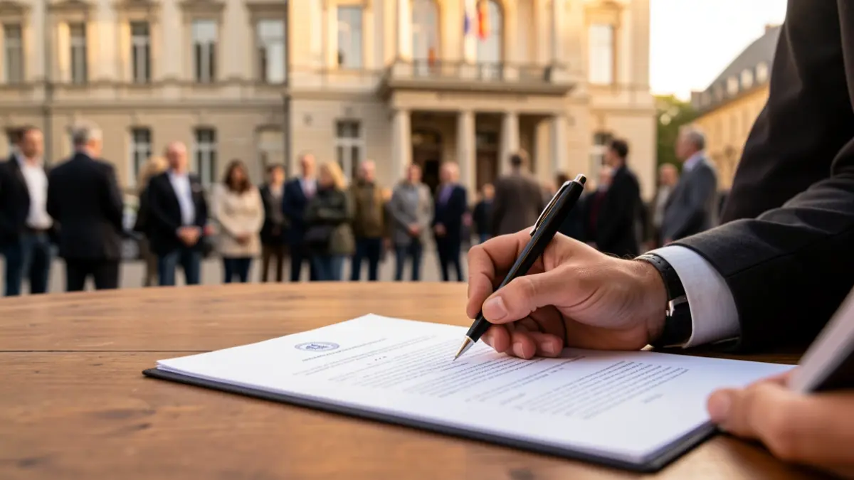 Imagen genérica de una firma de documento oficial.