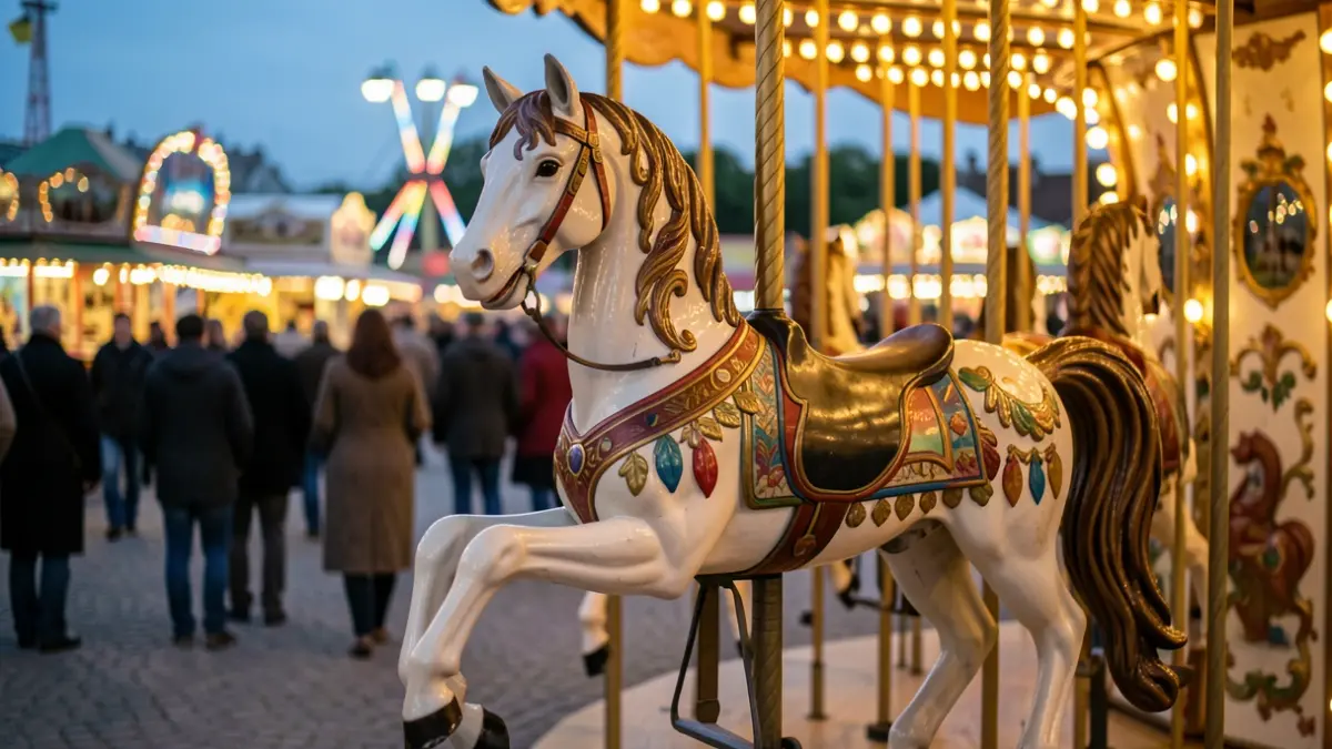 Un caballo de tiovivo antiguo del Parque de Atracciones de Madrid.