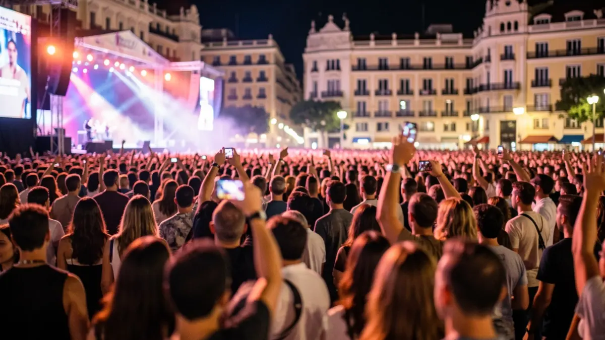 Generic image of a large-scale night concert in Madrid.