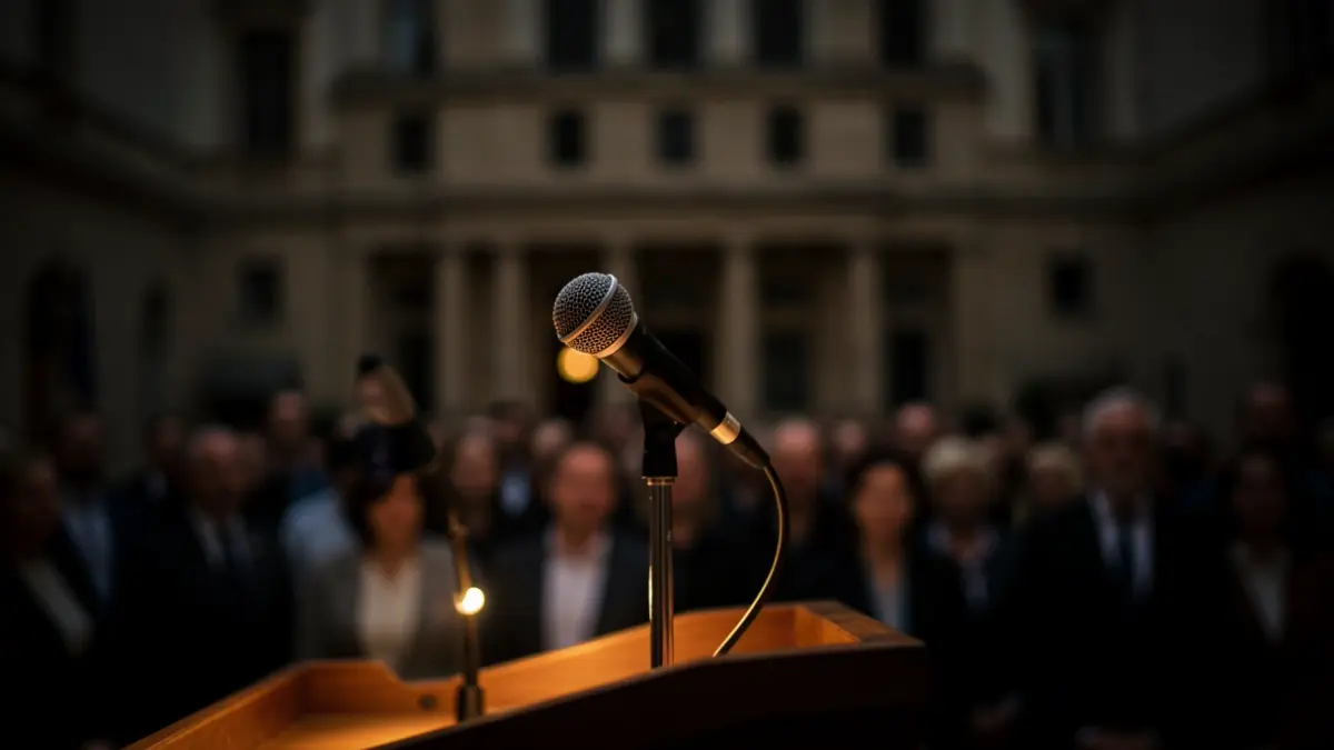 Generic image of a microphone on a podium.