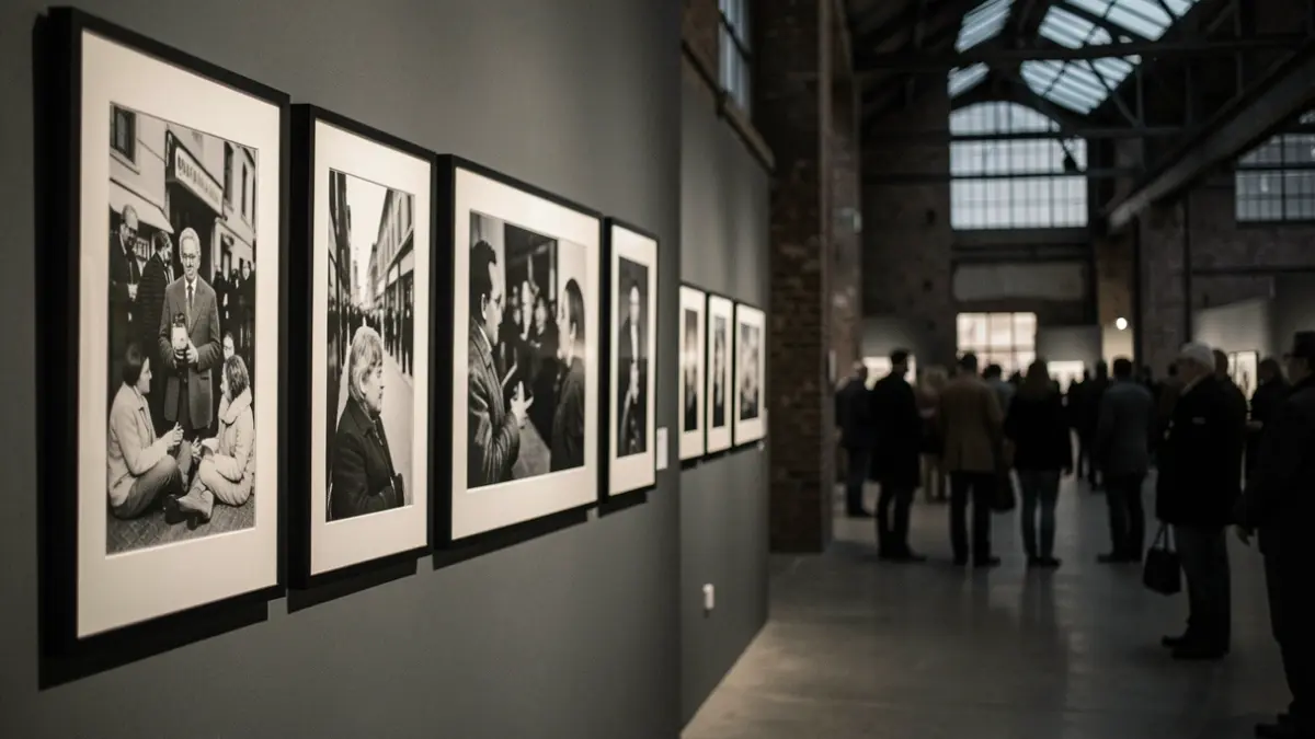 Fotografías en blanco y negro de la exposición 'Nada espontáneo. Una mirada a los 90' en Matadero Madrid.