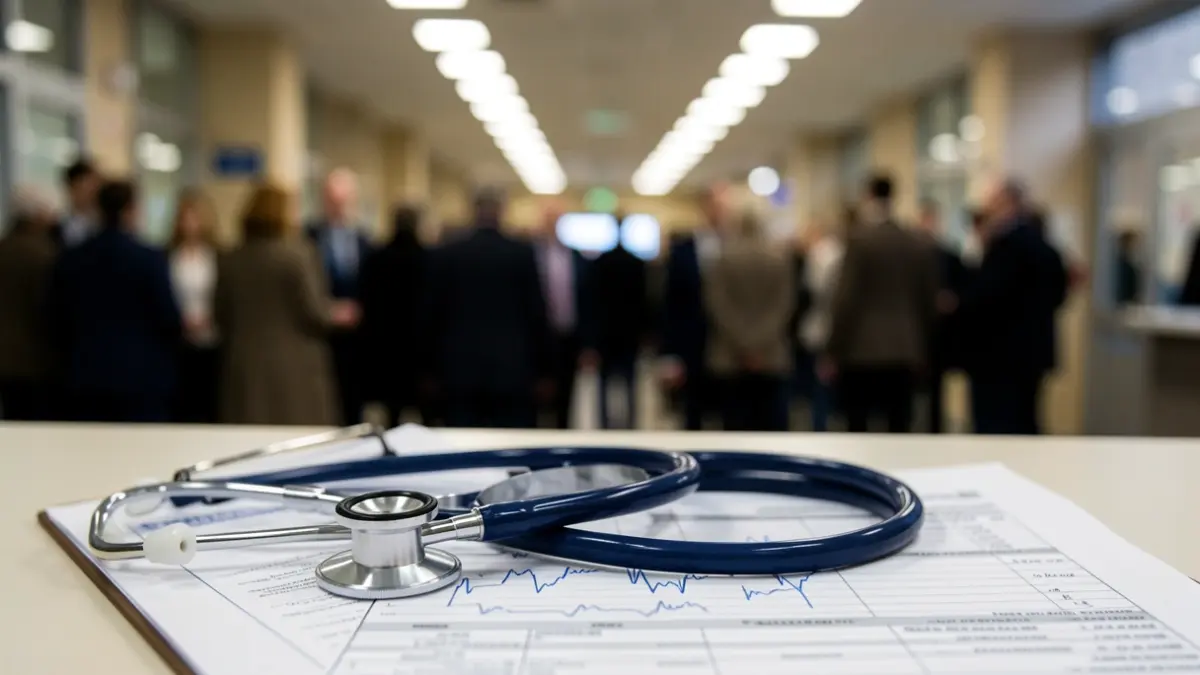 Imagen genérica de un estetoscopio sobre un informe médico en un hospital.