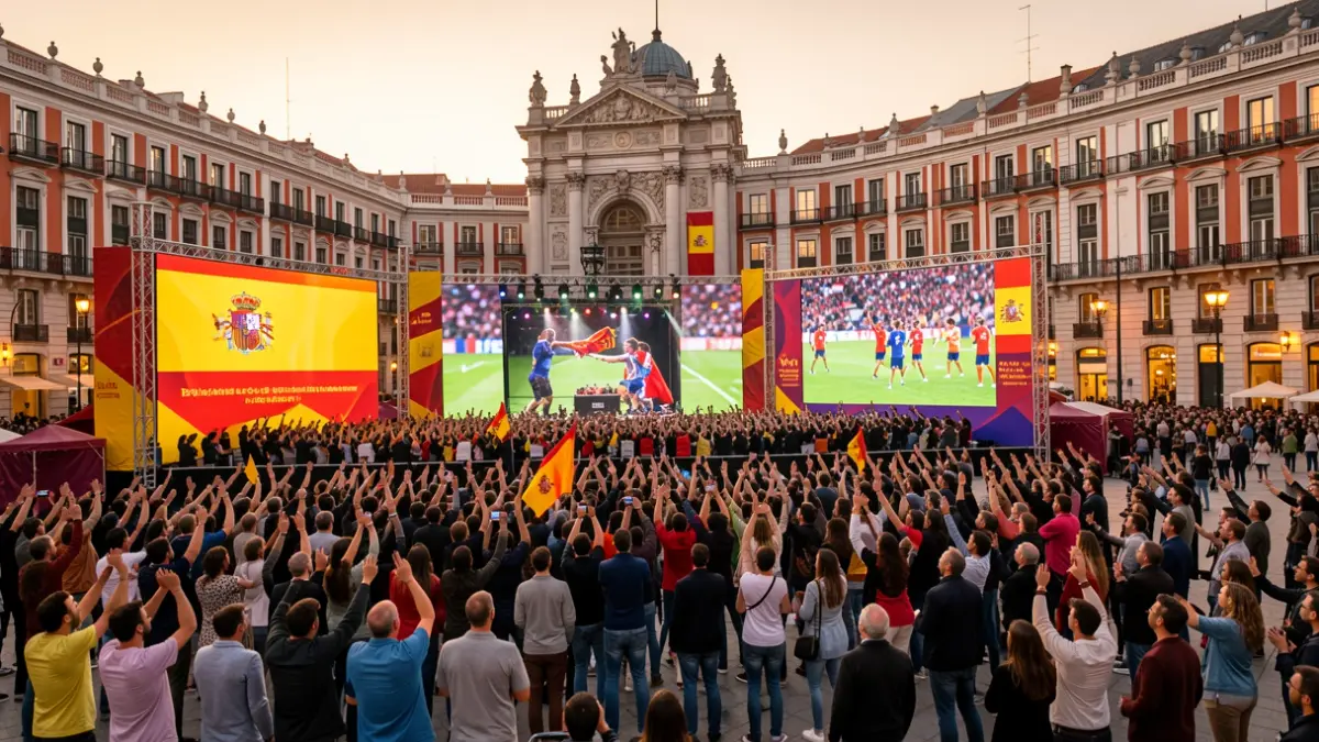 Imagen genérica de una Fan Zone en Madrid durante un partido de fútbol.