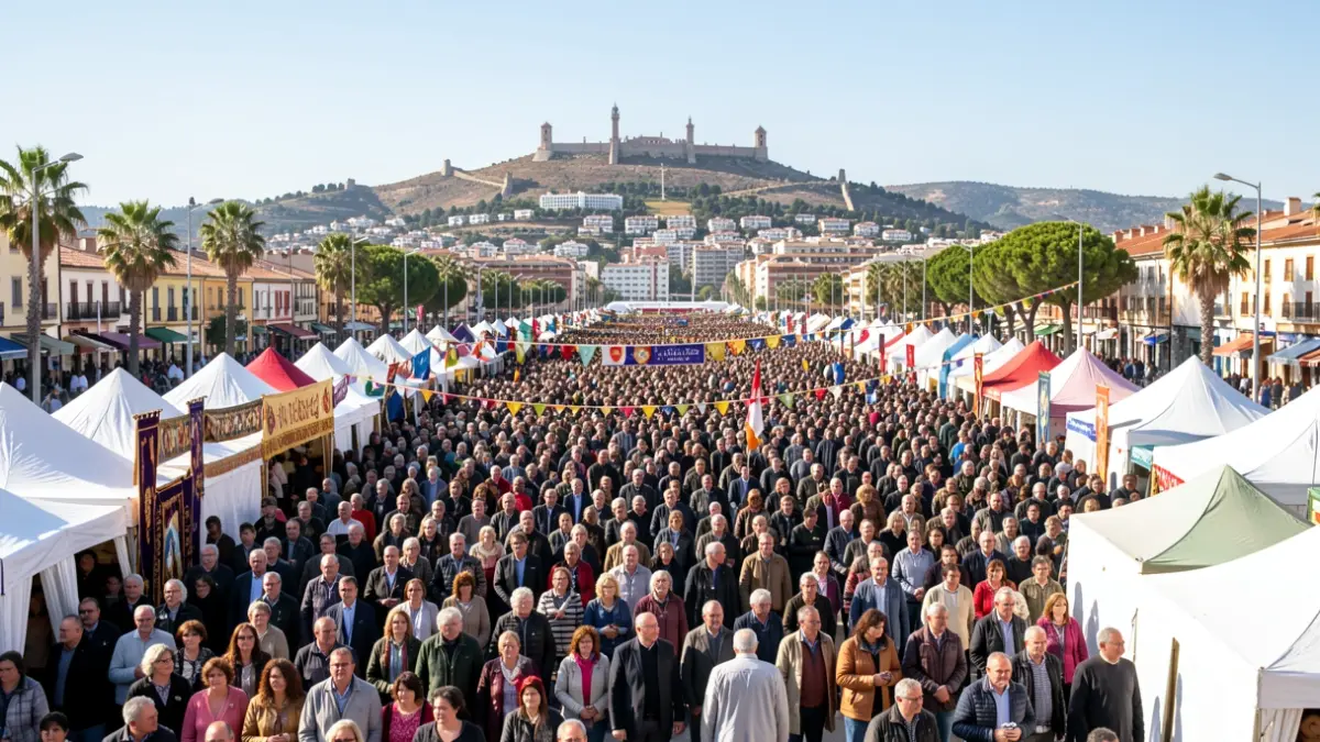 Imagen genérica de una romería con peregrinos y tiendas de campaña en el Cerro de los Ángeles.