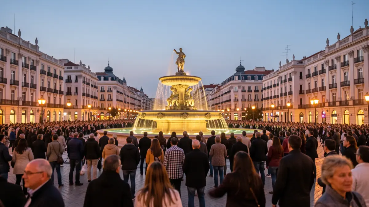 Imagen genérica de la Plaza de Cibeles en Madrid durante un evento nocturno.