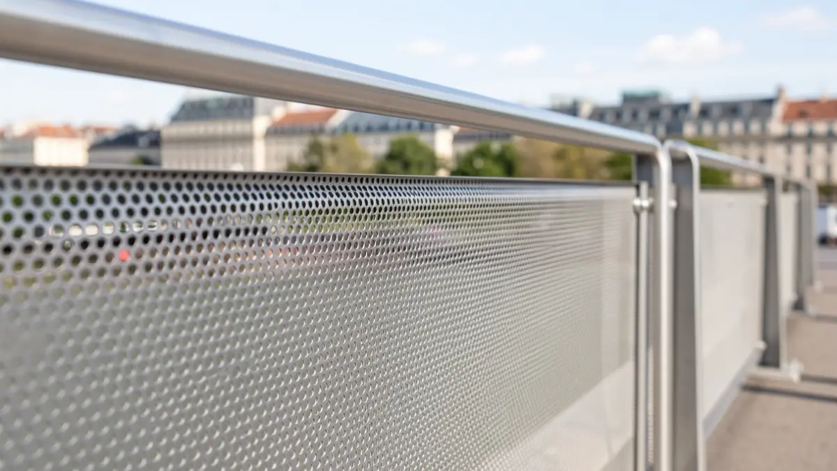 Modern acoustic barrier on the Puente de Vallecas.