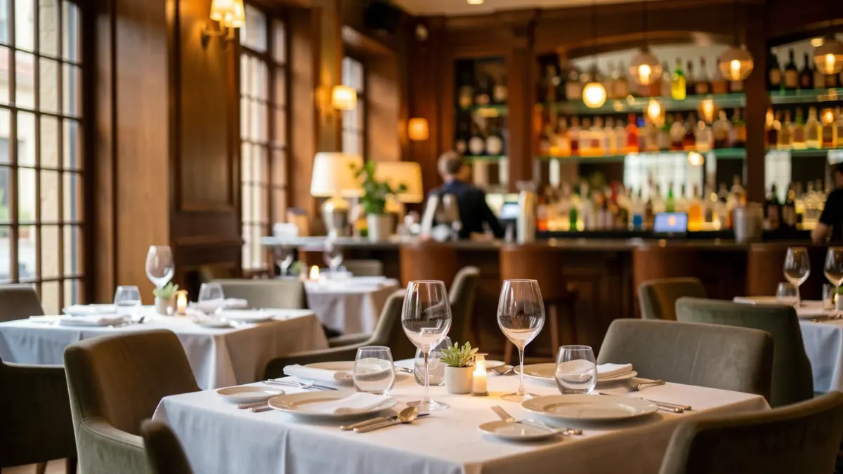 Imagen genérica del interior de un restaurante de alta cocina con ambiente sofisticado.