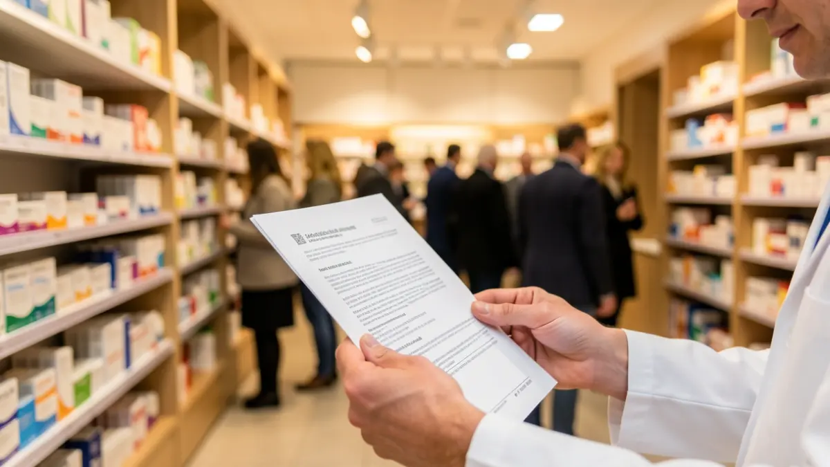 Generic image of a pharmacy professional in their workplace.
