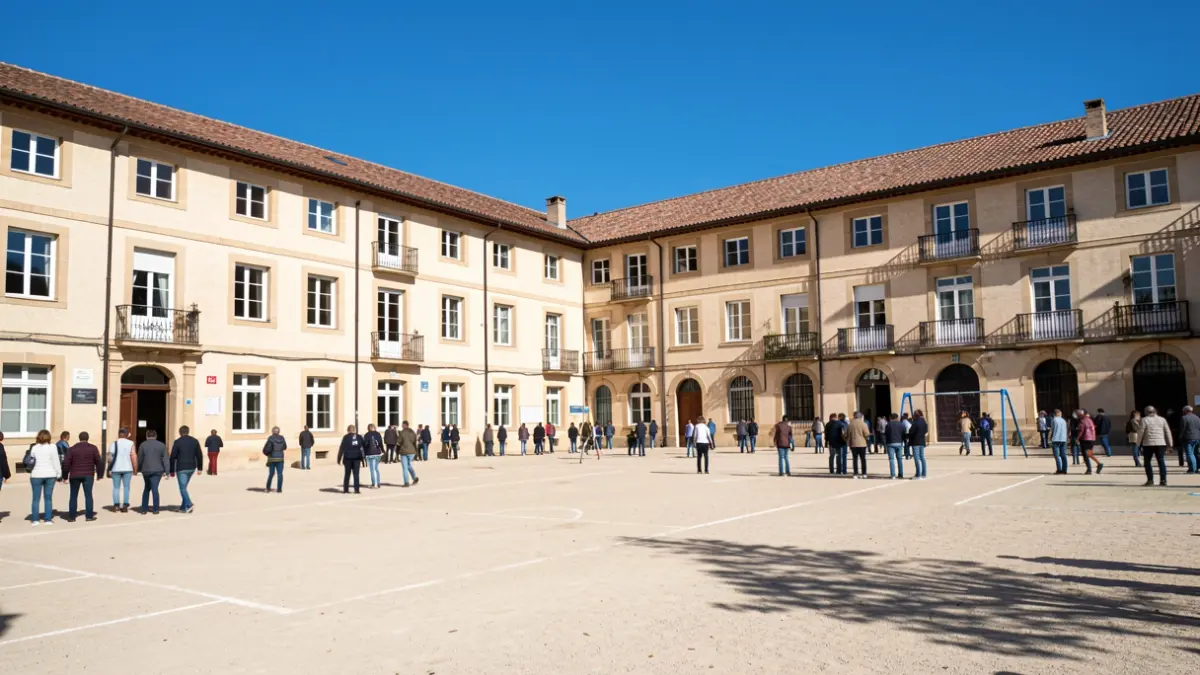 Imagen genérica de un colegio en Colmenar Viejo con su patio.