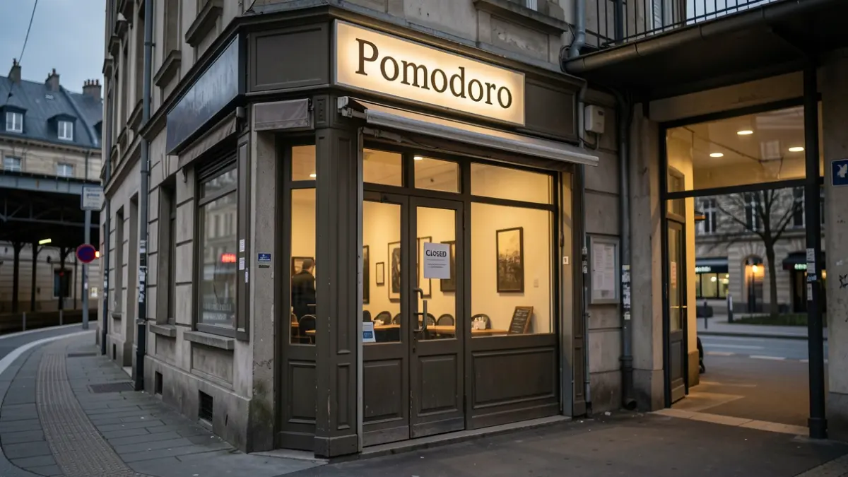 Generic image of a closed restaurant next to a train station.