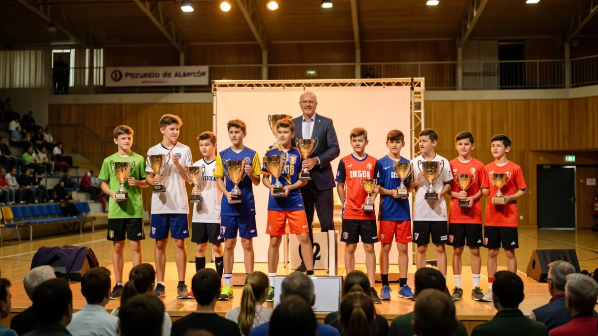 Generic image of trophy presentation at a sports ceremony.