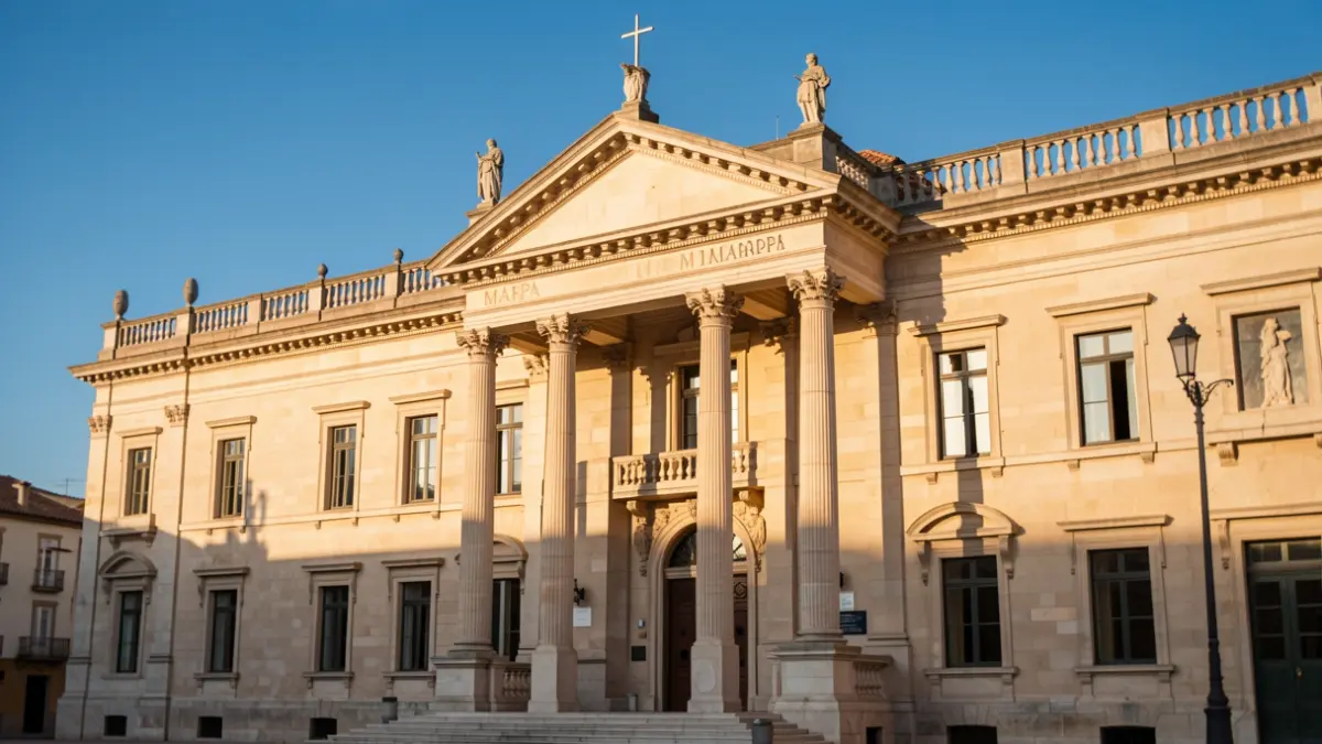 Facade of the Archaeological and Paleontological Museum of the Community of Madrid (MARPA) in Alcalá.