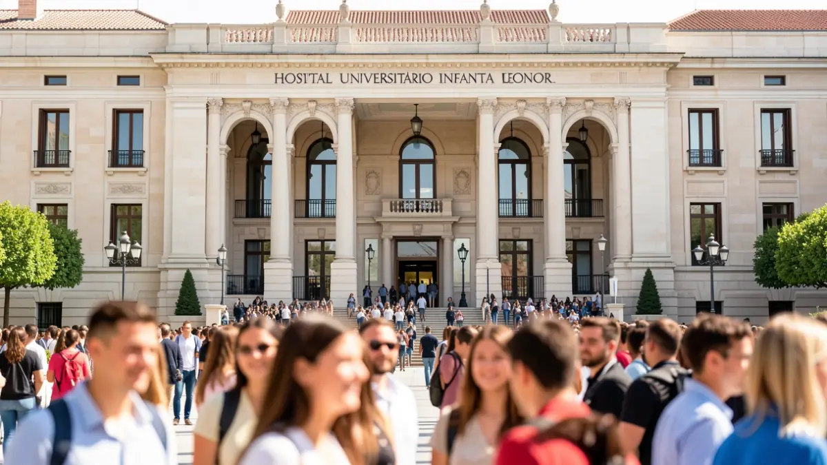 Image of the Hospital Universitario Infanta Leonor during the graduation of Medicine students.