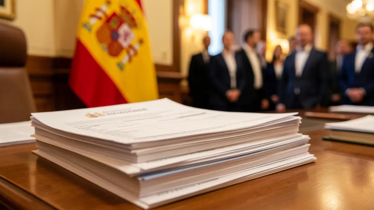 Image of official application documents and forms on a desk.