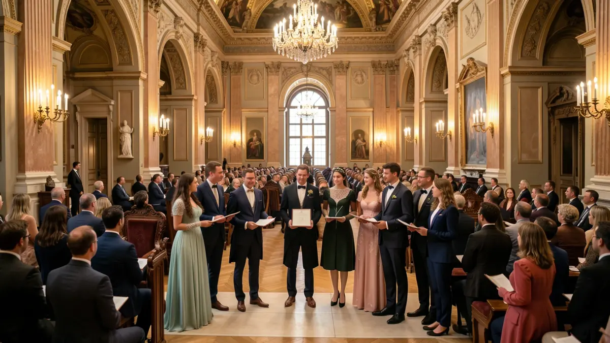 Generic image of students receiving awards at an academic ceremony.