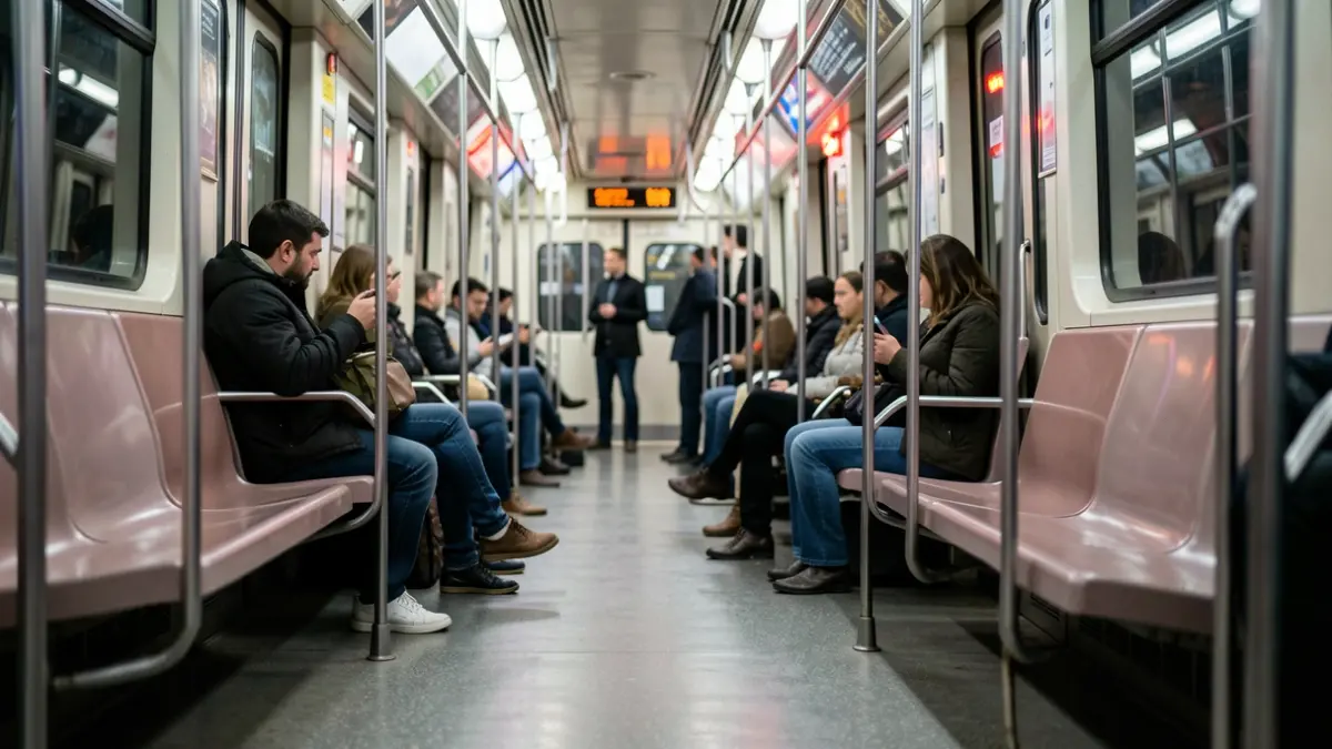 Imagen genérica del interior de un vagón de Metro de Madrid con viajeros.