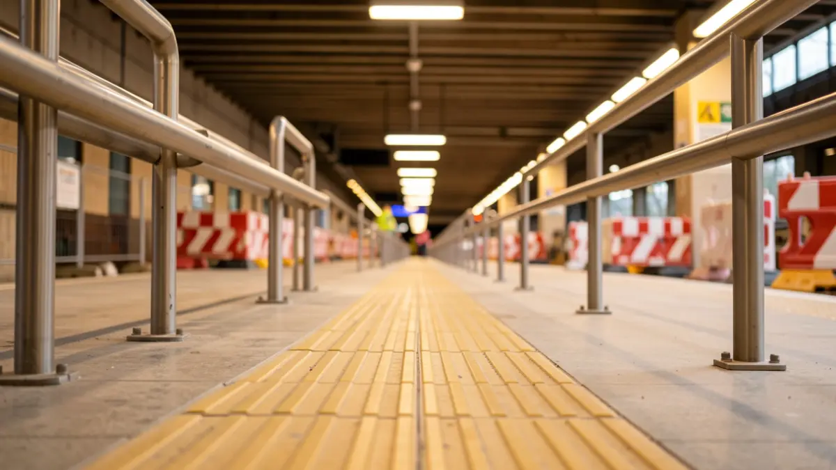 Imagen de las obras de renovación del paso inferior en la estación de Las Rozas.