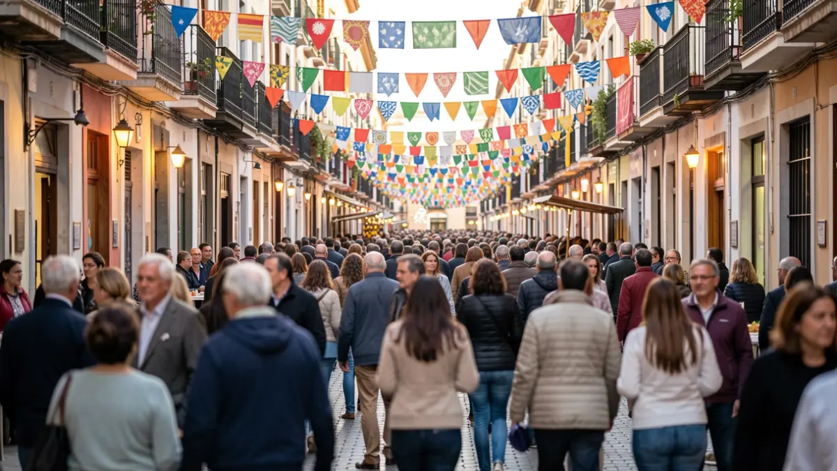 Generic image of a neighborhood festival in Madrid with a festive atmosphere.