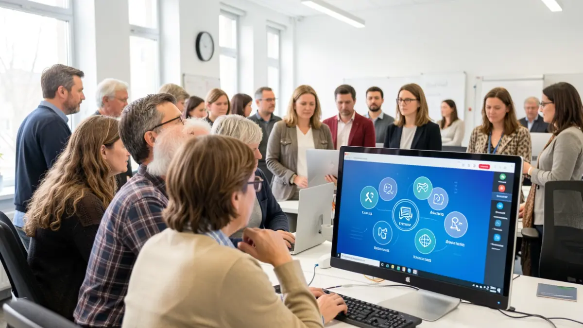 Generic image of people learning in an online course.
