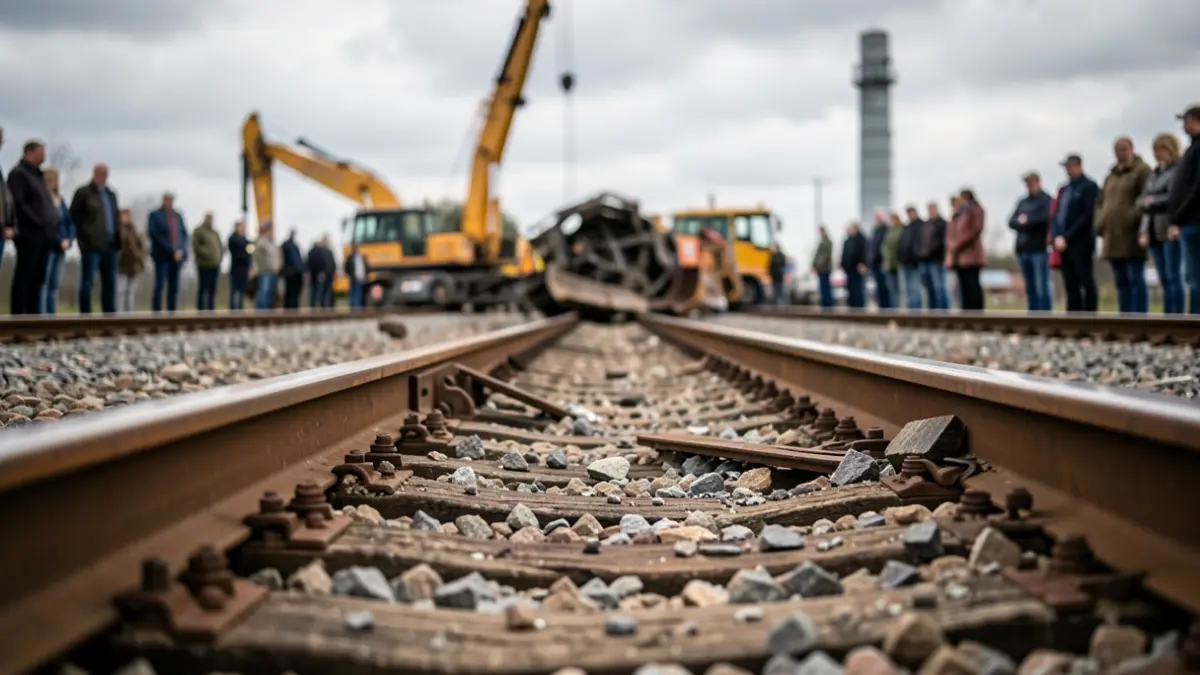Imagen de vías de tren dañadas tras un descarrilamiento en El Escorial.