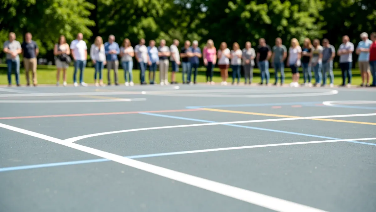 Generic image of an outdoor sports court in an urban setting.